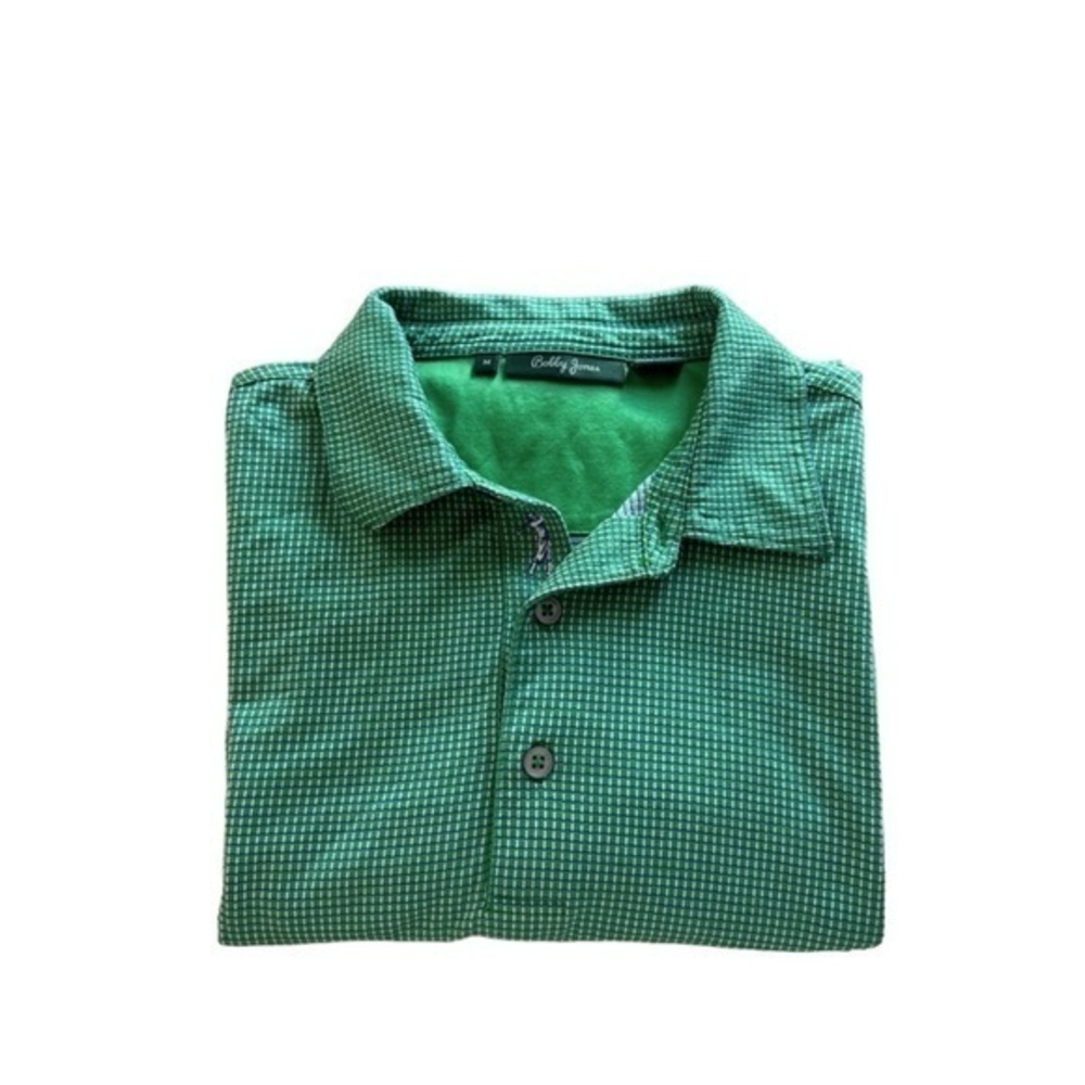Bobby‎ Jones Green Print Golf Athletic Polo Shirt Medium
